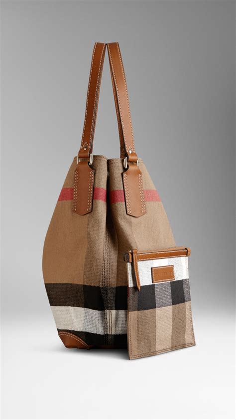 banner tote burberry|Burberry medium canvas check tote.